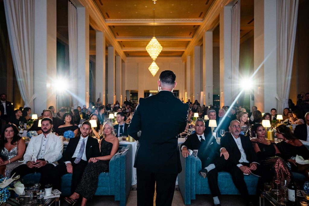 Corporate event mc lighting